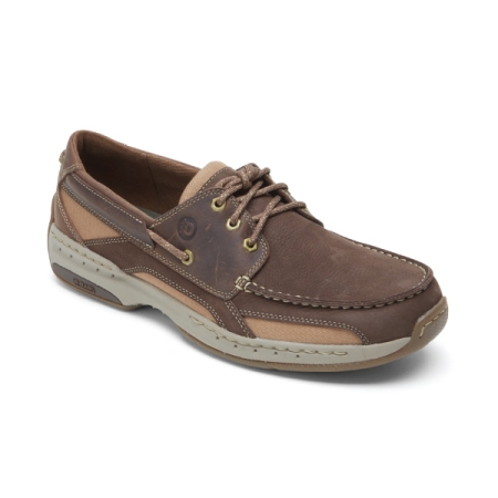 Men's dark brown, slip-on boat shoe