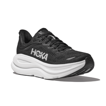 hoka mens bondi 9 in black white