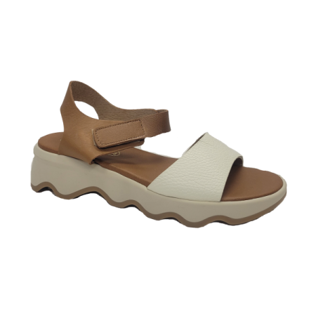 lince wedge sandal in 2 tone camel white
