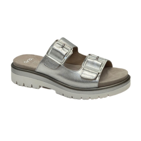 ara marbella slide in silver metallic