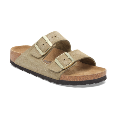 birkenstock arizona in shimmer taupe